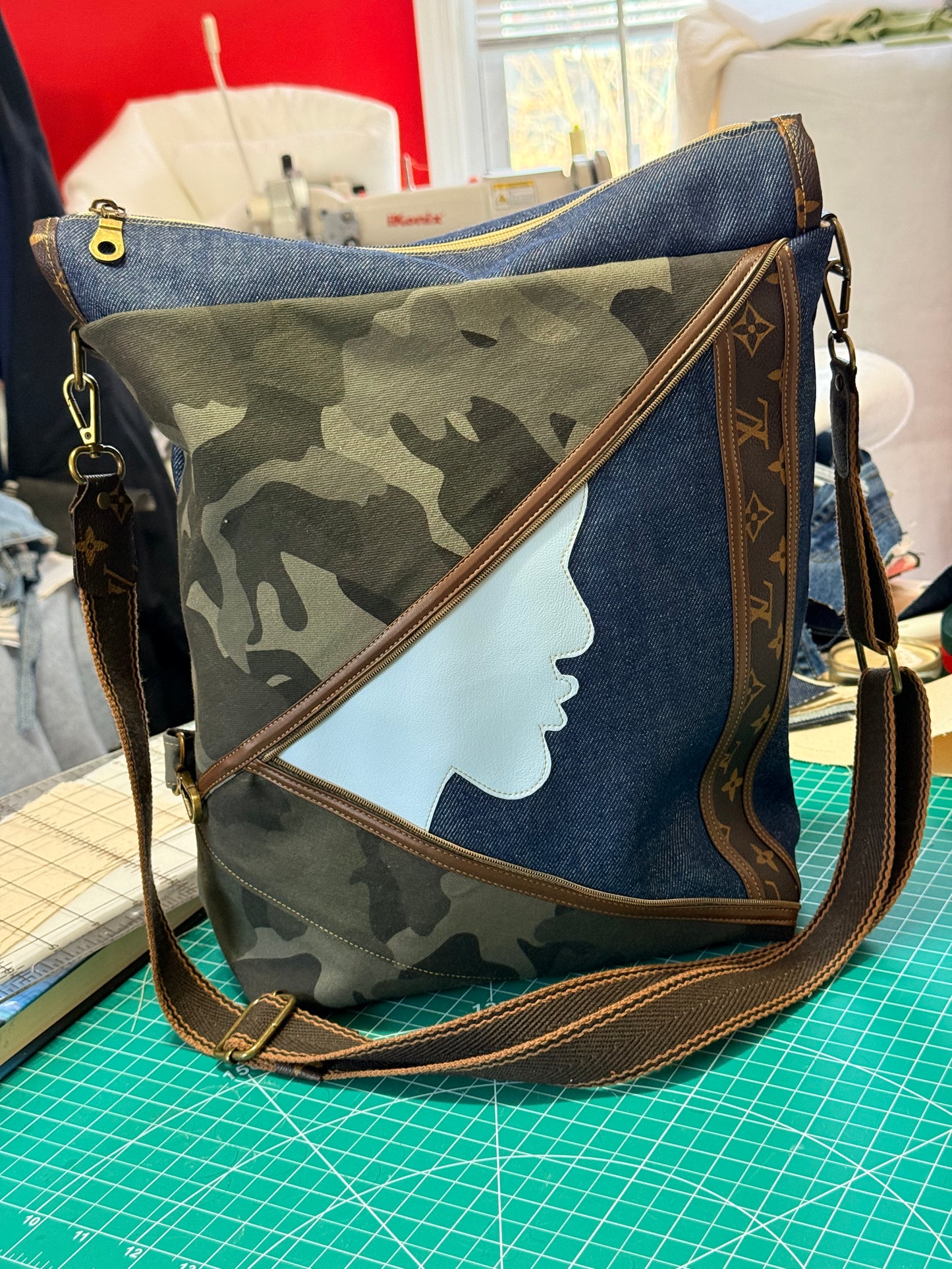 The Denim/Leather Silhouette Bag