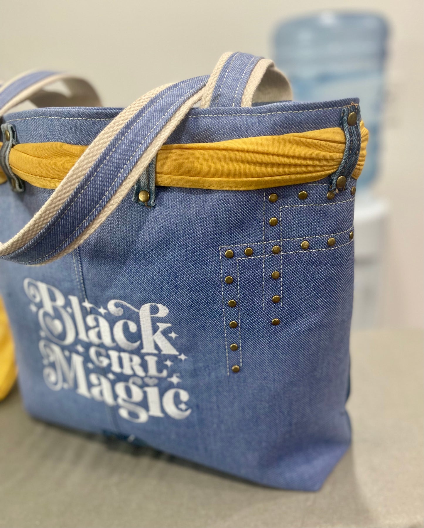 19x15 Denim - Black Girl Magic Tote