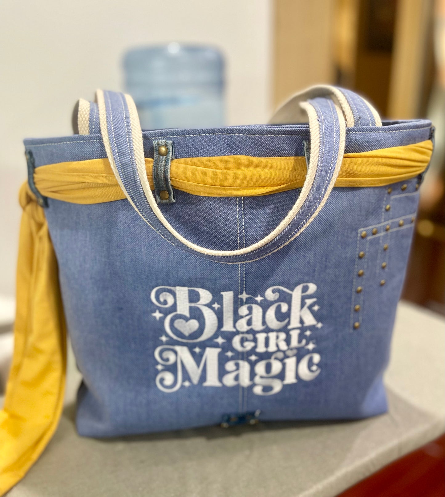 19x15 Denim - Black Girl Magic Tote