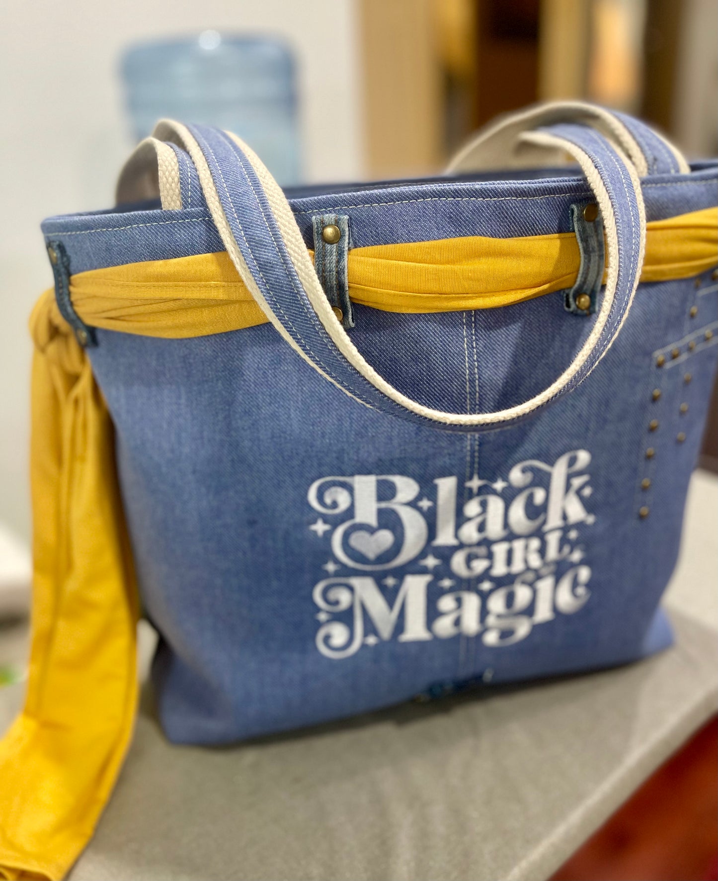 19x15 Denim - Black Girl Magic Tote