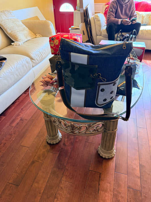 The Denim/Leather Silhouette Bag