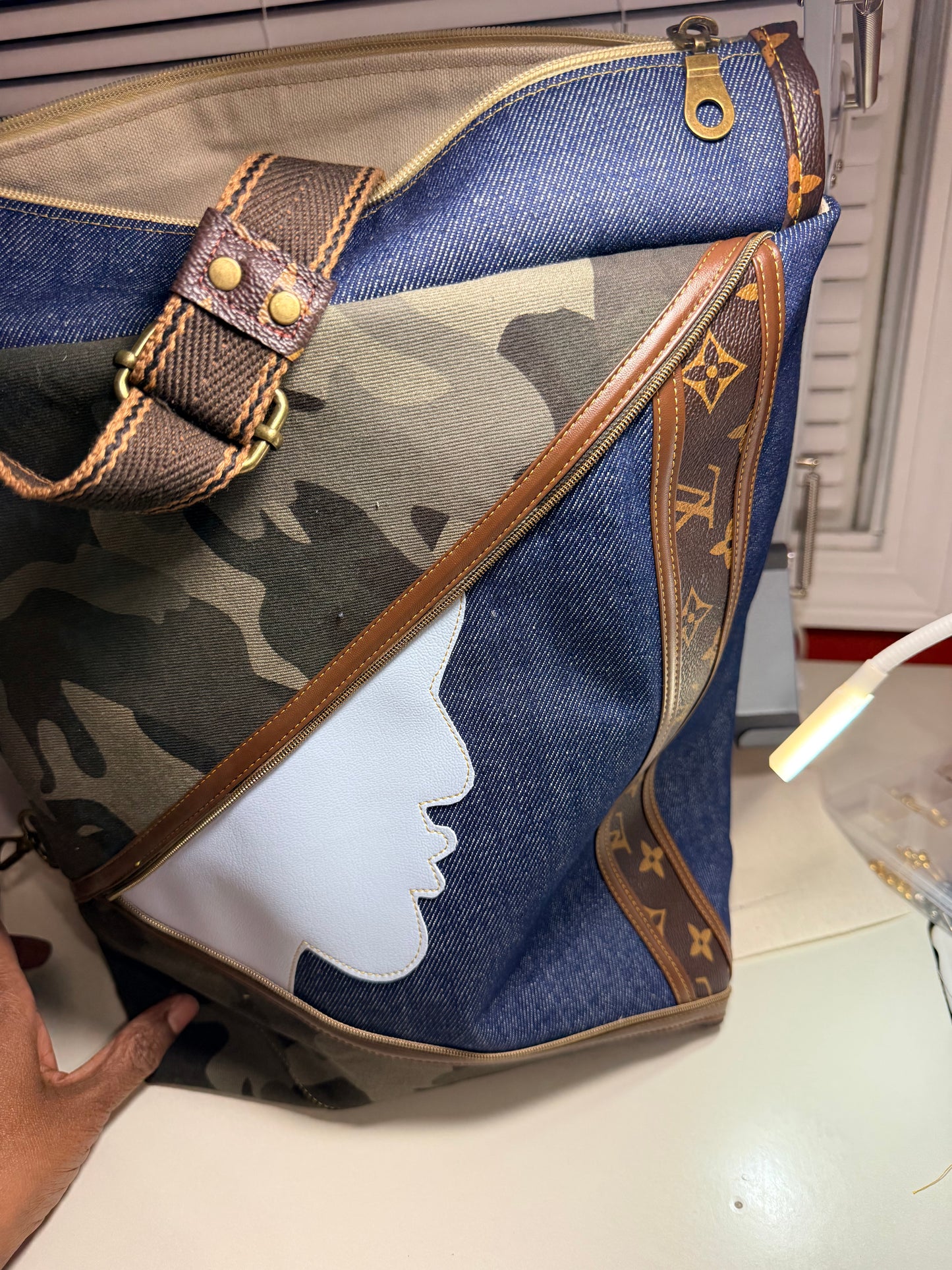 The Denim/Leather Silhouette Bag