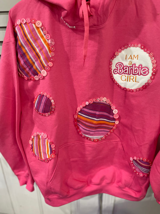 Pink Upcycled Button Hoodie